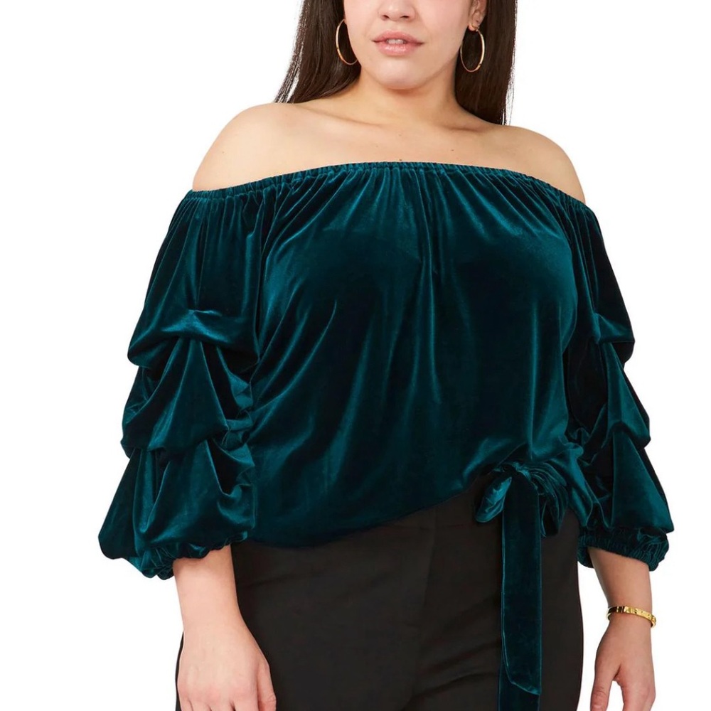 NWT MSK 
PLUS VELVET OFF-THE-SHOULDER BLOUSE